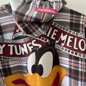 Members Only x Looney Tunes Plaid Hoodie - Daffy Duck Graphic